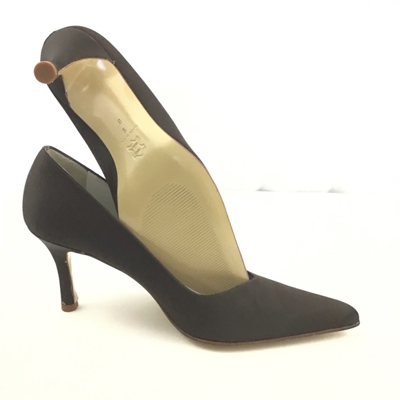 VERSANI BROWN SATIN PUMPS SIZE 8B - Picture 3 of 4